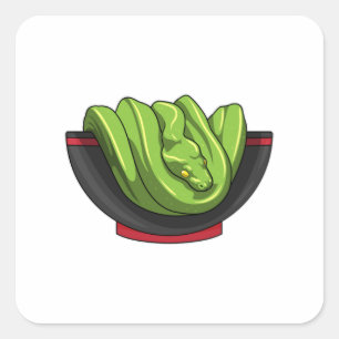 Snake met Ramen Bowl Vierkante Sticker