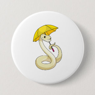 Snake met Umbrella Ronde Button 7,6 Cm