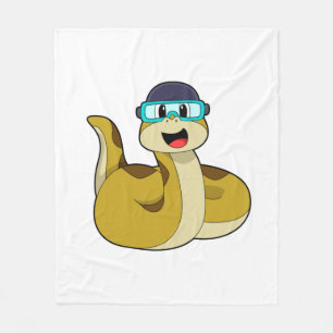 Snake met zwembril fleece deken