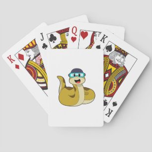 Snake met zwembril pokerkaarten