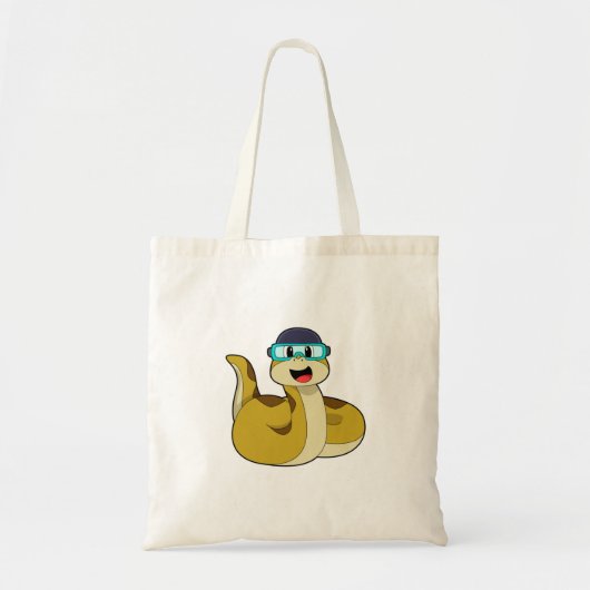 Snake met zwembril tote bag (Voorkant)