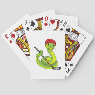 Snake op Ice hockey met Ice hockey stick Pokerkaarten