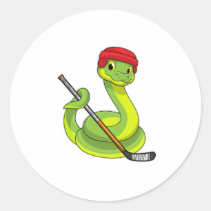 Snake op Ice hockey met Ice hockey stick Ronde Sticker