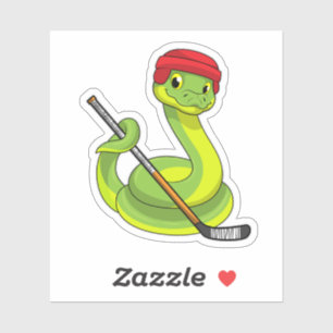 Snake op Ice hockey met Ice hockey stick Sticker