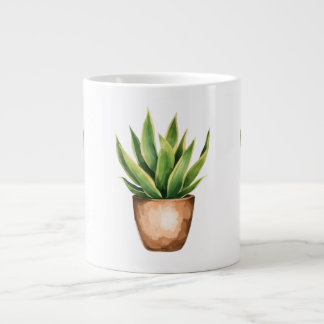 Snake Plant Line Drawing Minimalist Mug Extra Grote Beker