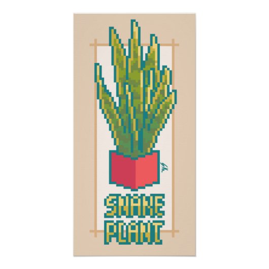 Snake plant Pixel Art Perfect Poster (Voorkant)