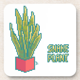 Snake plant Pixelart, Pixel Art Bier Onderzetter