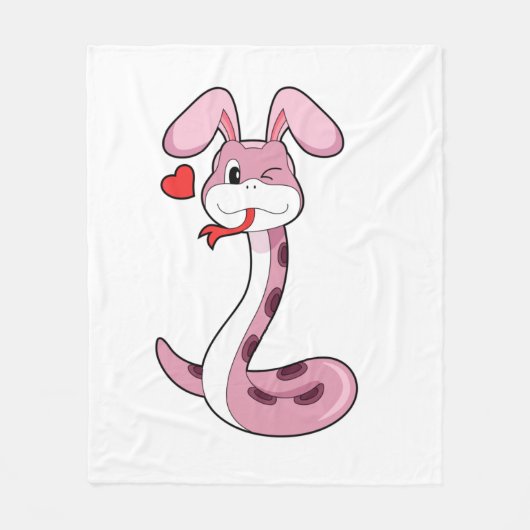 Snake Rabbit Heart Fleece Deken (Voorkant)