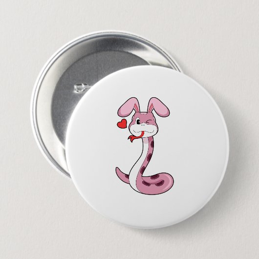 Snake Rabbit Heart Ronde Button 7,6 Cm (Voorkant /achterkant)