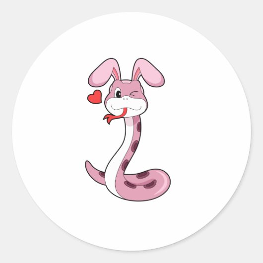 Snake Rabbit Heart Ronde Sticker (Voorkant)