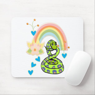 Snake regenboog bloemenwitte Muismat! Muismat