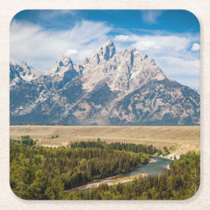 Snake River Overlook Nationaal park Grand Teton Vierkante Kartonnen Onderzetter
