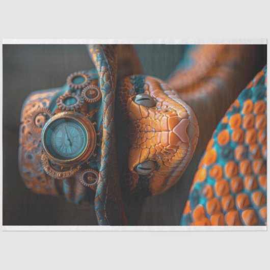 Snake Serpent Steampunk Pet Decoupage Tissuepapier (Voorkant)