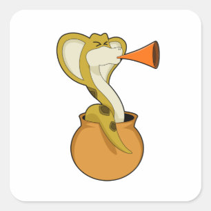Snake Trumpet Music Vierkante Sticker