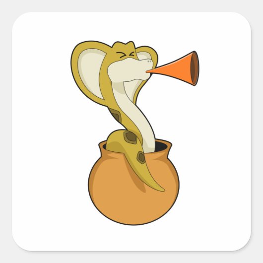 Snake Trumpet Music Vierkante Sticker (Voorkant)