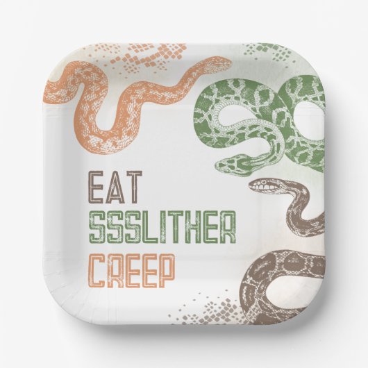 Snake verjaardagsfeestje Borden Papieren Bordje (Voorkant)