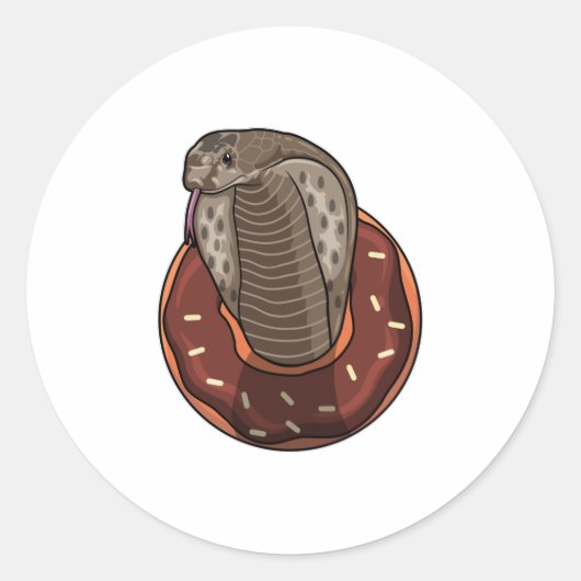 Snake with Donut Ronde Sticker (Voorkant)