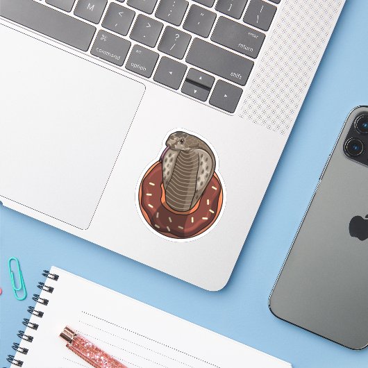 Snake with Donut Sticker (Laptop met iPhone)