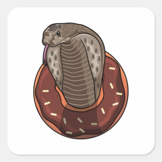 Snake with Donut Vierkante Sticker (Voorkant)