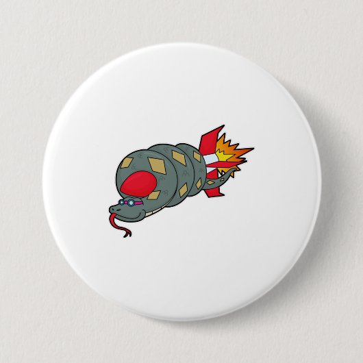 Snake with Rocket Ronde Button 7,6 Cm (Voorkant)