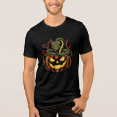 Snake Wrapped Around Jack-o'-Lantern Art Tri-Blend Shirt (Voorkant)