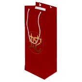Snake Year Gold embossed symbool Wine Gift Bag Wijn Cadeautas (Achterkant Gekanteld)