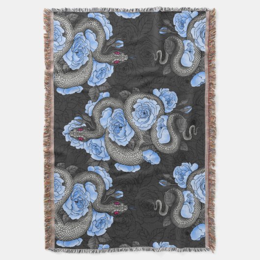 Snakes and blue roses deken (Voorkant Verticaal)