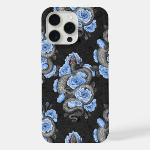 Snakes and blue roses iPhone 15 pro max hoesje