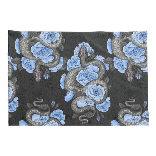 Snakes and blue roses kussensloop (Achterkant-Rechts)