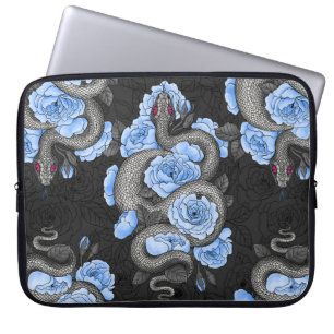 Snakes and blue roses laptop sleeve