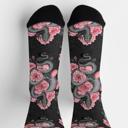 Snakes and  peach roses sokken (Top)