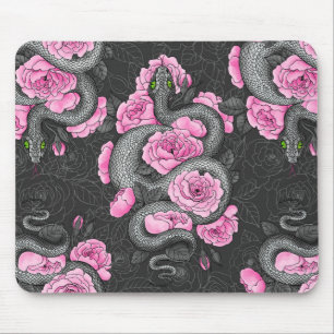 Snakes and pink roses muismat