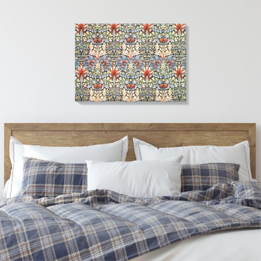 Snakeshead Pattern (door William Morris) Canvas Afdruk (Insitu (Slaapkamer))