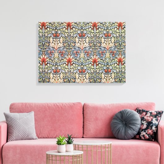 Snakeshead Pattern (door William Morris) Canvas Afdruk (Insitu (Woonkamer))
