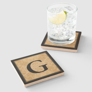 Snakeskin en Lederen Monogram Stone Onderzetter
