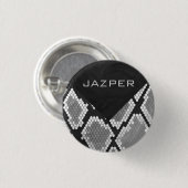 Snakeskin Grey, White en Black Monogrammed Ronde Button 3,2 Cm (Voorkant /achterkant)