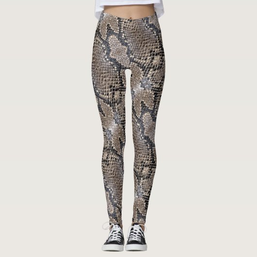 Snakeskin Kijk in Grays en Silvers Leggings (Voorkant)