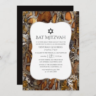 Snakeskin Pattern Bat Mitzvah Kaart