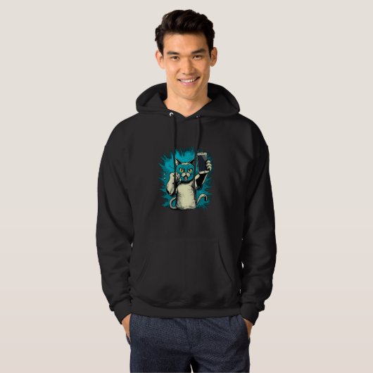 Snap a Smile Funny Cat Selfie Hoodie (Voorkant volledig)