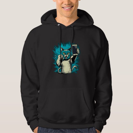Snap a Smile Funny Cat Selfie Hoodie (Voorkant)