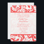 Snap Dragon Coral Damask Wedding Invitation<br><div class="desc">Monogram New Sizes  Elegant Snap Dragon Coral Damask Wedding Invitation</div>