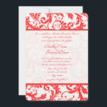 Snap Dragon Coral Damask Wedding Invitation<br><div class="desc">Monogram New Sizes  Elegant Snap Dragon Coral Damask Wedding Invitation</div>