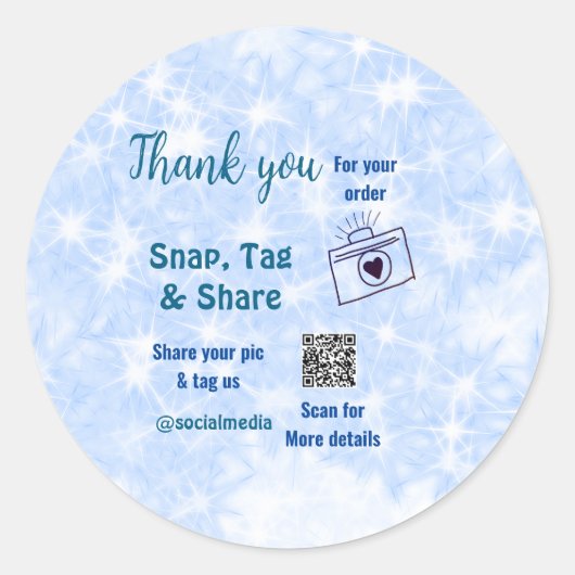 Snap label share social media q r code glitter bla (Voorkant)