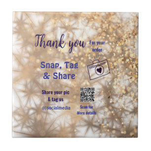Snap label share social media q r code glitter gol tegeltje