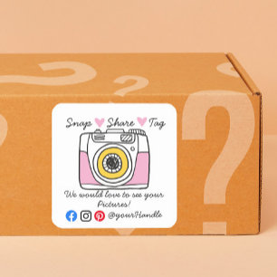 Snap & Share Bedankt sociale media-verpakking Vierkante Sticker