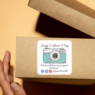 Snap & Share Bedankt sociale media-verpakking Vierkante Sticker