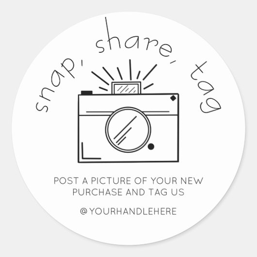 Snap Share Label Eenvoudige camera Social Media Bu (Voorkant)