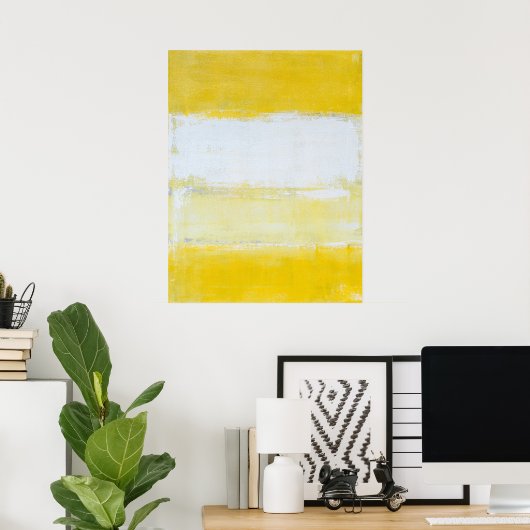 'Snap Shot' Grijs en Geel Abstract Kunst Poster (Thuiskantoor)