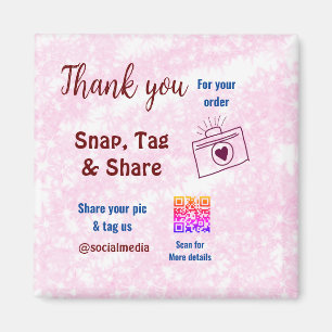 Snap tag deel sociale media q r code glitters pink magneet