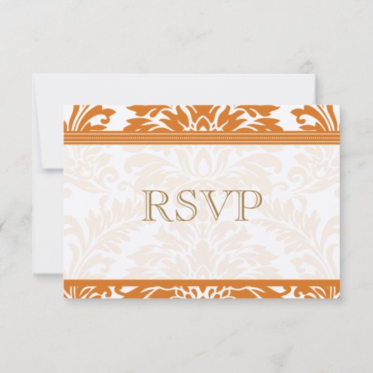 Snapdragon Coral & Ivy Mariage damassé RSVP (Dos)